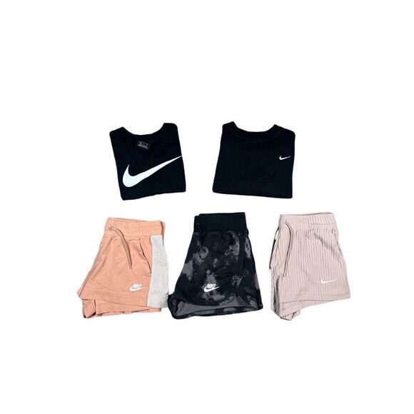 nike women’s S clothes bundle two short sleeve tops three pull on shorts black - Picture 1 of 11